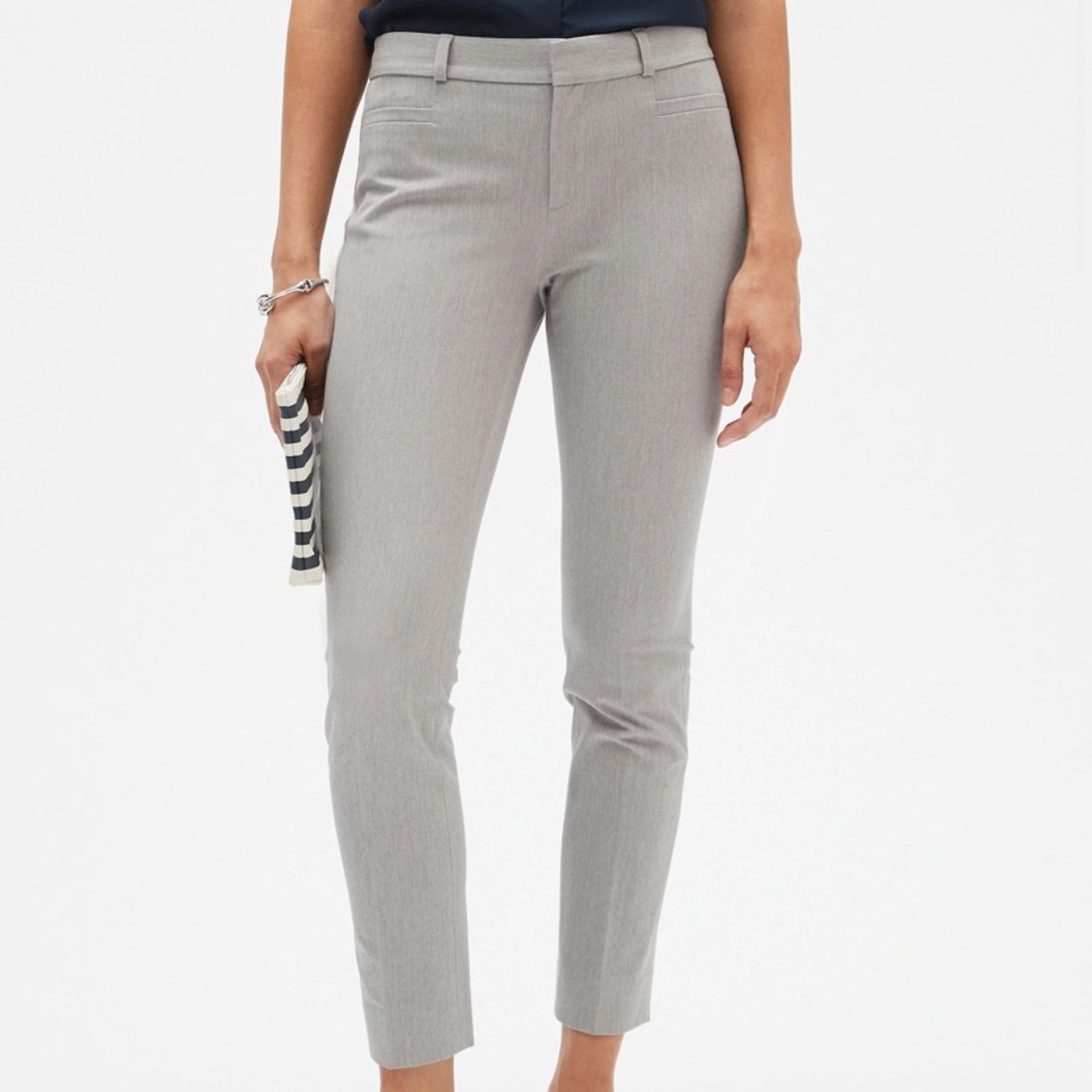 Banana Republic Slim White & Blue Striped Work Pants